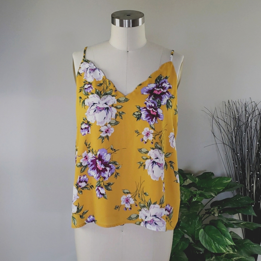 Golden floral tank